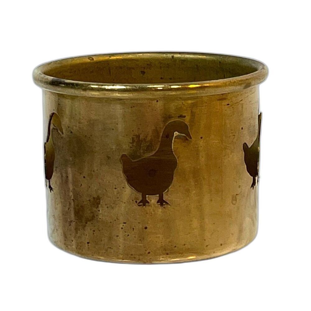 Vintage Brass Votive Candle Holder Goose Cut Out Design Tea Light Aged Patina
